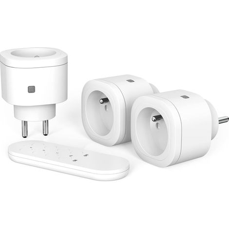 Prise Telecommande sans Fil 3000 W, Intelligente Prises Télécommandées Programmable pour Décoration de Vacances, Portée de 80 M, All On/Off, Blanc (1/5)