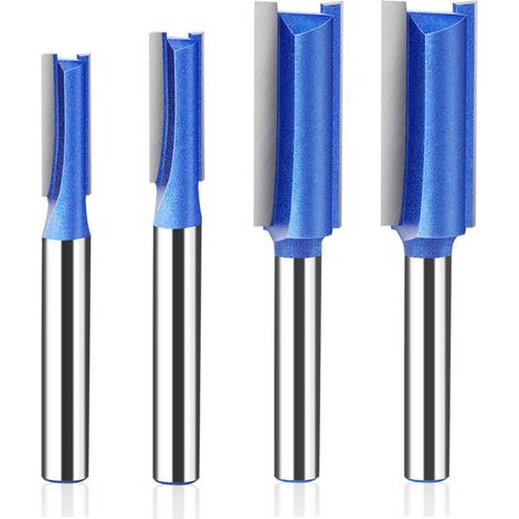 Set of 4 Straight Router Bits with 6mm Shank, Straight Bit with Shank, Cutting Diameter 6.35/7.96/9.52/12.7mm, Straight Bit for Router Work