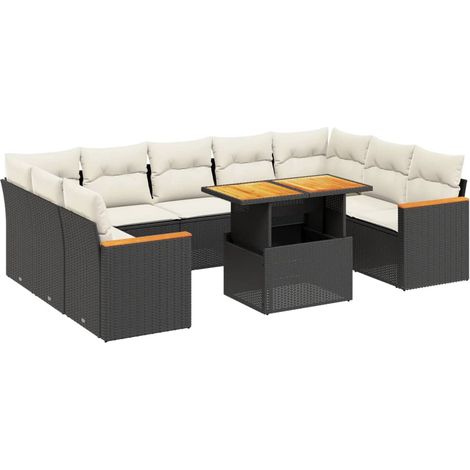Maison Exclusive - Set Divani da Giardino 11 pz con Cuscini in Polyrattan Nero (1/5)