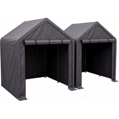 2er-Set geräteschuppen 190x170x200cm, Fahrradgarage, Geräteschuppen, Garagenzelt, Gartenhaus Lagerzelt Fahrradschuppen Werkzeugzelt Lagergarage, dunkelgrau