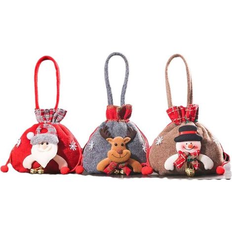 Weihnachtsgeschenktüten für Puppen, Neue Weihnachtsgeschenktüten 2025, Lustige Apfeltüte für Heiligabend, Mini-3D-Geschenktüte für Puppen mit Kordelzug, Mini-3D-Geschenktüte für Puppen mit Kordelzug ( (1/4)