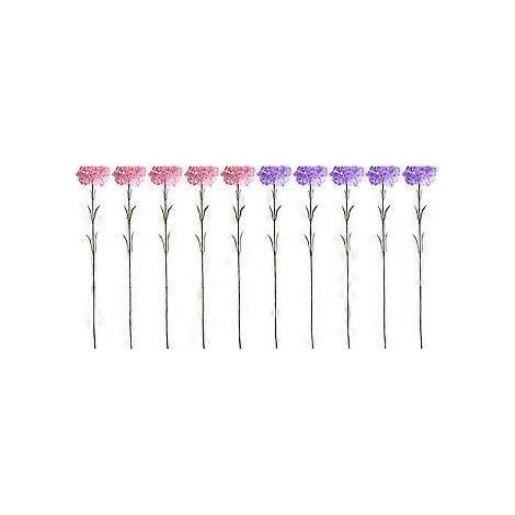 18 künstliche Nelkenzweige aus Seidenstoff, Fotorequisiten für Blumensträuße, Heim- und Bürodekoration, Muttertagsgeschenk (9 weiße + 9 rosarote) (1/2)