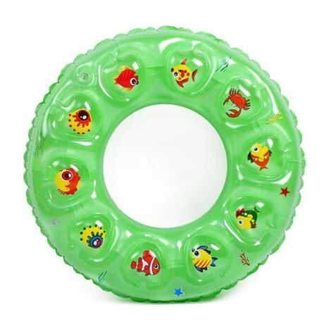 Nouvelle bouée gonflable double couche épaisse pour enfants, anneau en cristal, bouée double air, jouet de natation, verte (1/2)