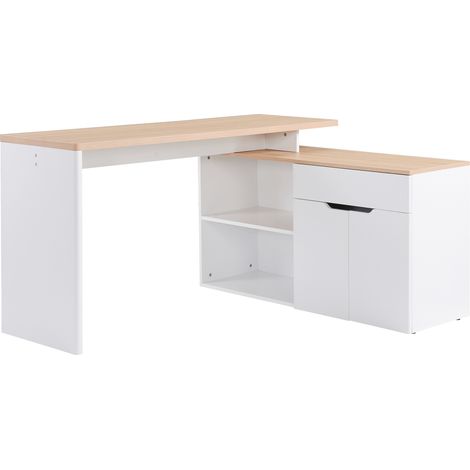 Bureau informatique multimédia modulable avec double niche, tiroir et armoire en bois, rangement optimisé (1/5)