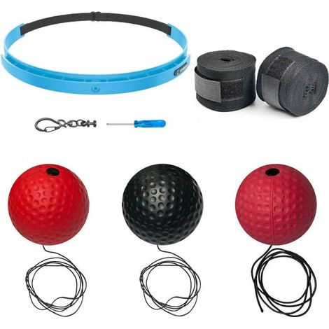 Kit de réflexes de boxe INF : bandeau en silicone, 3 balles et bandages – Améliorez votre temps de réaction (1/5)