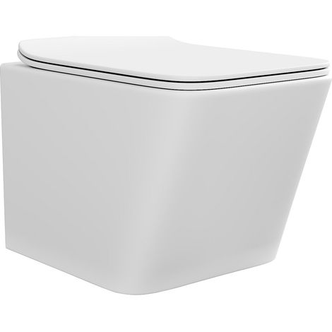 WC suspendu blanc mat en céramique sans bride - CLEMONA (1/4)