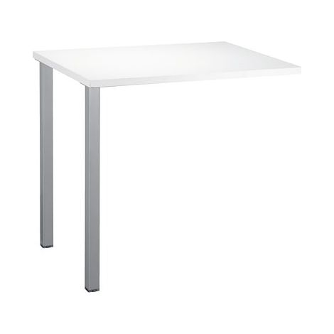 Retour bureau suspendu plateau blanc L 80 x P 60 cm, piétement métal couleur aluminium - Practica - Maxiburo (1/3)