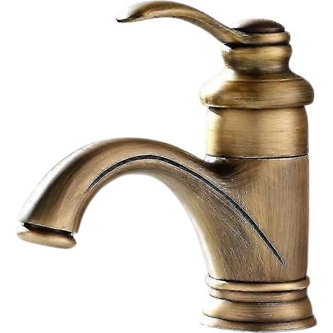 Robinet de salle de bain en laiton brossé antique, mitigeur de lavabo rétro à levier unique avec cartouche céramique et bec verseur en ABS à économie d'eau