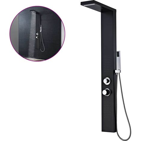vidaXL Système de panneau de douche Aluminium Mat Noir (1/5)
