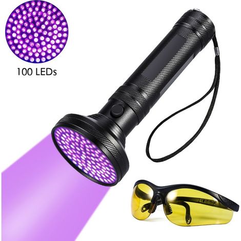 Lamp of pocket UV with detector d'urine and of stains for animals household, torch bright to 100 LED with glasses of sun (1/5)