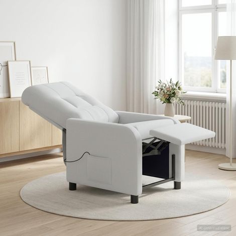 vidaXL Silla de masajes reclinable Blanco Tela (1/5)