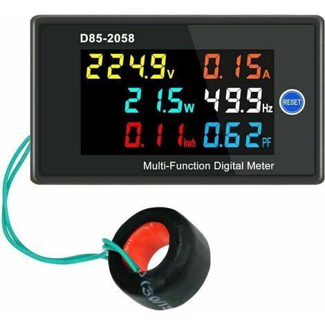 Multifunctional single-phase digital LCD meter displaying AC voltage and electrical power measurement, black display, AC40-300V (1/5)
