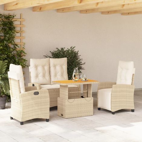 Ensemble à manger de jardin coussins 4 pcs-Salon de jardin beige résine tressée 930876 (1/5)