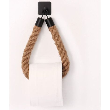 Porte-papier hygiénique, porte-serviettes en ficelle Salle de bain et cuisine Porte-papier hygiénique Porte-papier hygiénique (Noir) (1/5)