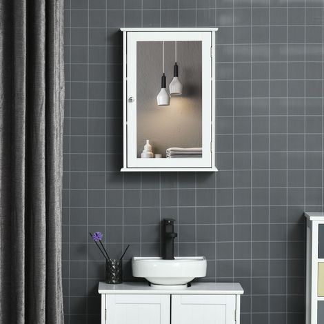 Miroir salle bain Blanc rangement porte magnétique placard étagère réglable