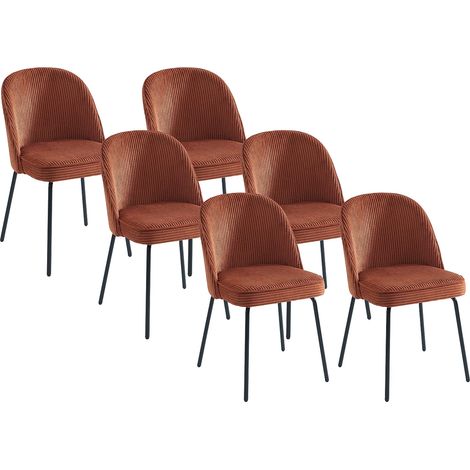 Lot de 6 chaises en velours côtelé et métal noir - Terracotta - ALPALI (1/5)