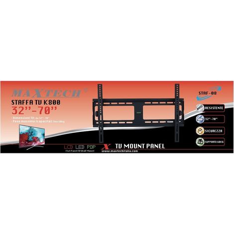 Staff Tv Support De Muro Parete Television 32"-70" Fino 60kg Maxtech Staf-08