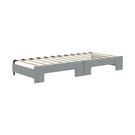 Lit avec tiroirs et méridienne avec tiroirs, gris clair, 80 × 200 cm, tissu, rangement pratique intégré, tissu doux et respirant, meuble de chambre, design contemporain, montage facile (1/5)