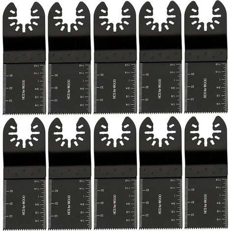 Lame doutil multifonction\u3000Lames de Scie Oscillantes pour Métal/Bois, 10 PCS Outil Multifonction Saw Blades Accessoires Kit de 34mm, Accessoires d'outils en Acier au Carbone, pour Bosch Fein - Noi (1/5)