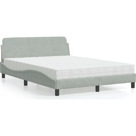 Bett mit Matratze "Dover" Hellgrau 140x190 cm Samt vidaXL (1/5)