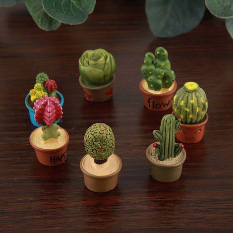 Mini cactus miniatures, plantes succulentes en pot, décoration pour maison de poupée (7 pièces) (1/5)