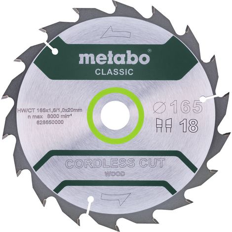 Metabo Sägeblatt cordless cut wood - classic, 165x20 Z18 WZ 20° /B (1/3)