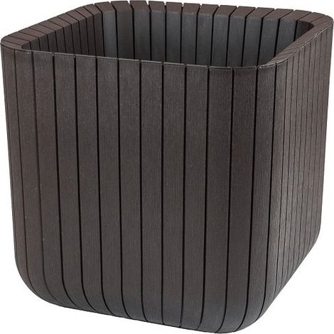 Blumentopf Cube S aus braunem Harz/Polypropylen