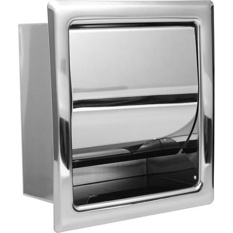 Porte-rouleau WC, inox/mural/avec couvercle, pour toilettes (1/5)