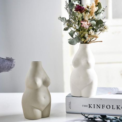 Vase mit weiblichem Körper, kunstvolles Design, Keramik-Blumentopf, Frauentorso-Statue, kleine Vase, Räucherstäbchenhalter für Zuhause, Büro, Boho-Dekoration (1/5)