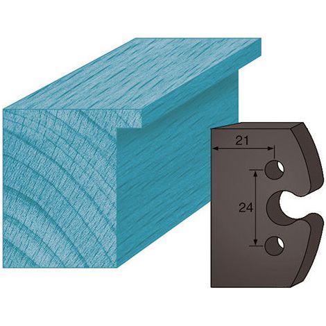 Diamwood Jeu de 2 contre-fers profilés Acier haute qualité - Ht. 48 x 5,3 mm - Entraxe 24 mm - Compatible porte-outils de toupie - Utilisation professionnelle (1/2)