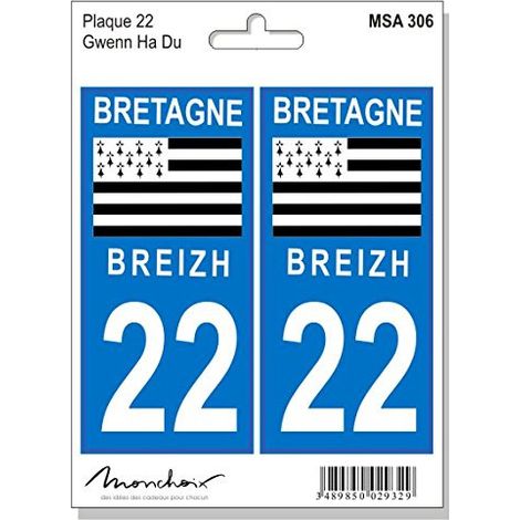 Stickers Plaque Immatriculation Bretagne Drapeau Breton MonChoix x2