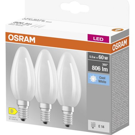 OSRAM HOMELIGHTING 4058075592575 LED EEK D (A - G) E14 Kerzenform 5.5 W = 60 W Kaltweiß (Ø x L) 35 m (1/3)