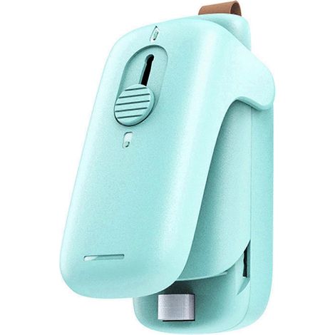Scelleuse de sacs 2 en 1 avec thermoscellage et coupe-sacs - Refermeuse portable pour sachets de snacks en plastique, avec cordon vert (1/5)