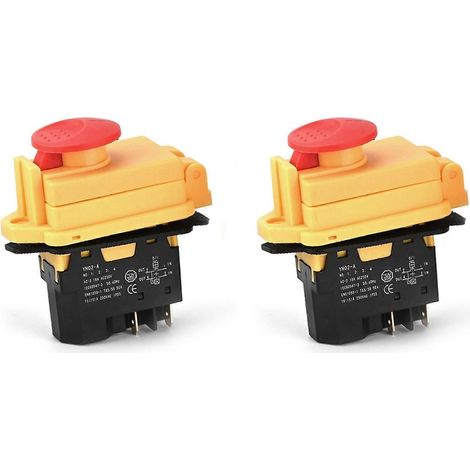 2 interrupteurs électromagnétiques YH02-A 250 V 16 A, bouton-poussoir de démarrage 4 broches, étanches, pour machines-outils (1/5)