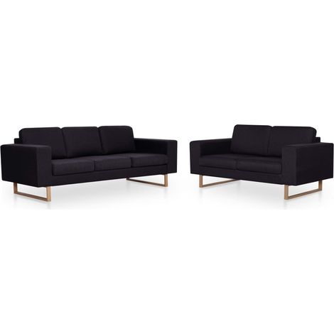 Conjunto de sofás de 2 plazas para salón piezas de interior hogar tela negra 020019701