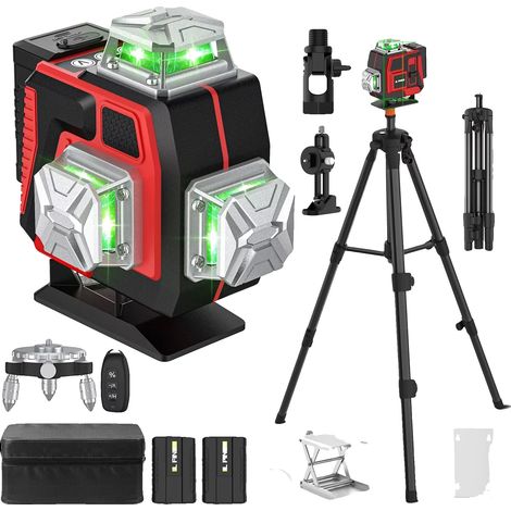 Laser-Nivelliergerät, 360-Grad-Abdeckung, Selbstnivellierungsfunktion, mit Stativ (Stofftasche) (1/2)