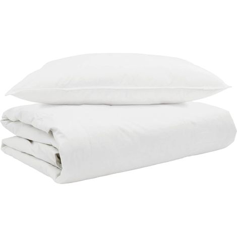 Duvet d'été simple avec oreiller 2 pcs Blanc Plume de canard (1/5)