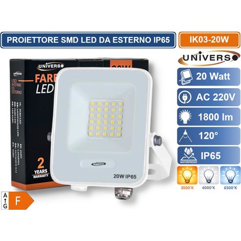 UNIVERSO IK03-20W PROIETTORE SMD LED 20W DA ESTERNO IP65 1800LM BIANCO CALDO - 3000K (1/2)
