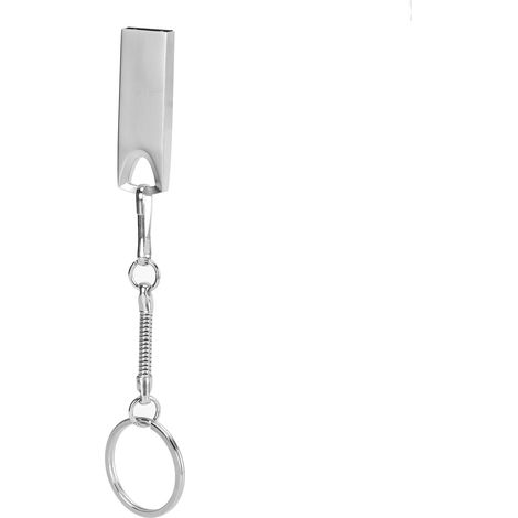 Clé USB 2.0 en Métal Argenté 128 Go - Mini Design avec Anneau Triangle pour Stockage Portable