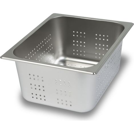 VERTES GN Behälter 1/2 Gastro Norm Gastronorm (Edelstahl, 150mm Tief, Perforiert, Rostfrei, Kratzfest, Temperaturbeständig von -40° bis +300°C, für Bain Marie und Vielseitigen Einsatz in Gastronomie)