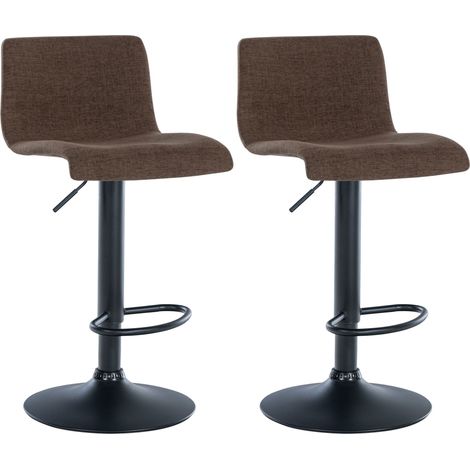 Set di 2 sgabelli da bar dal design semplice con poggiapiedi in tessuto marrone e gambe in metallo nero 100004050
