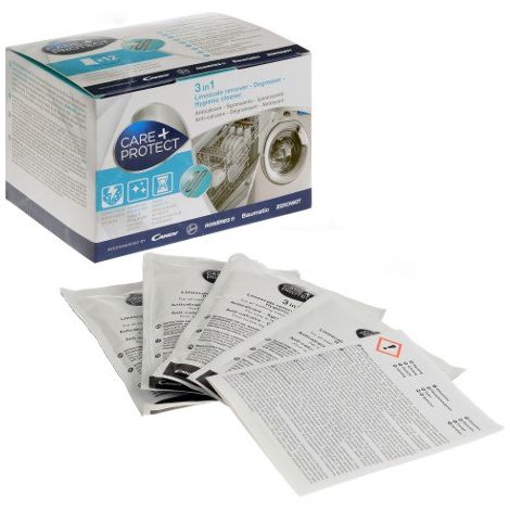 Limpiador, Descalcificador, Desengrasante 3en1 (12 Sobres) Care + Protect para lavavajillas