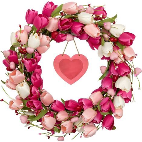 Valentinstag-Kranz, romantisches künstliches Blumenherz, Valentinstag-Kranz für die Haustürdekoration, Valentinstag-Hochzeitsdekoration, Blumenkränze