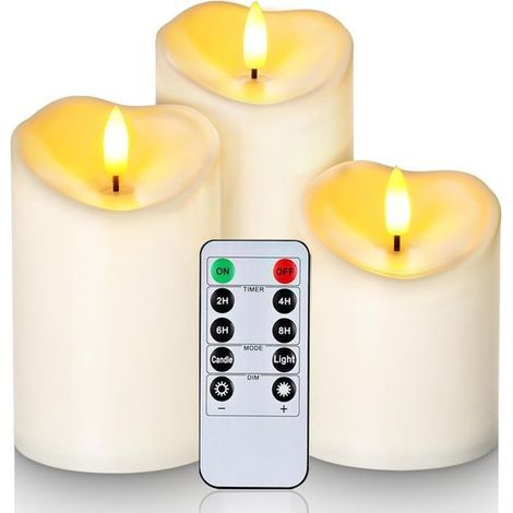 Longziming - Bougies LED rechargeables - Flamme vacillante - Bougies décoratives - Mèche 3D - Étanchéité IP55 - Télécommande - Minuterie (1/5)