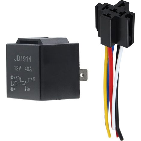 Relais 12V 5 Broches Voiture SPDT Relay 40A Relais Auto avec Faisceau de Câble Coloré pour Moto Camion Bateau (1/5)