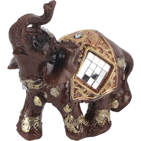 Statuette Éléphant Bois Feng Shui Porte-Bonheur Décoration Maison Cadeau Prospérité (Petit Modèle) (1/5)