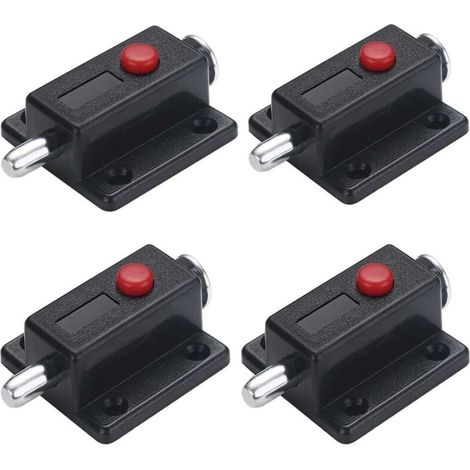 Juego de 4 piezas: pestillos deslizantes de seguridad automáticos con botón de resorte para armarios, pestillos interiores y exteriores para puertas de ventanas y roperos -Crezuo
