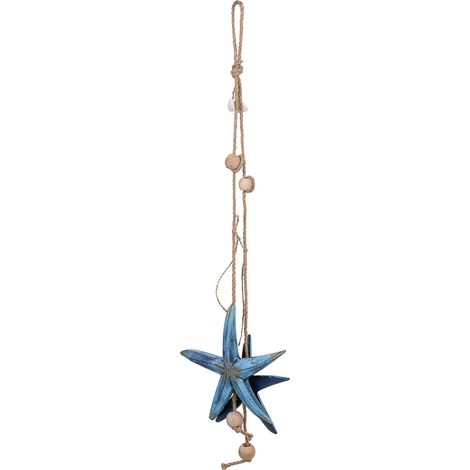 Movil de viento de madera azul 17x3x63h cm