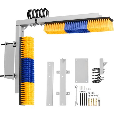VEVOR Cepillo Rascador para Ganado, 2 Cabezales de 430 x 100 mm, Raspador con Soporte de Montaje, Kit de Accesorios de Instalación, Cepillo de Masaje para Caballos Vacas Ovejas, Color Azul y Amarillo (1/5)