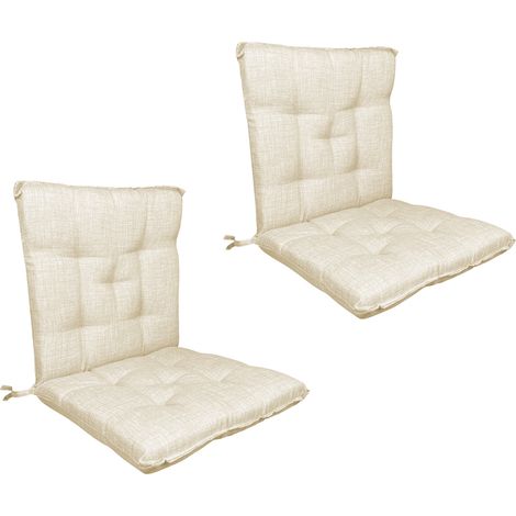 Set Cuscini Sedia Con Schienale Imbottiti Con Laccetti Banda Elastica 40 x 80 Cm Panna - 2 Pezzi (1/5)